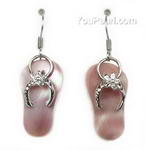 Pink shell flip flop earrings for sale online