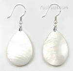 White teardrop mother of pearl earrings buy bulk, 925 silver, 20x30mm