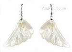 White MOP shell feather earrings on sale, 25x40mm