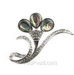 Paua/abalone trumpet flower shell brooch wholesale