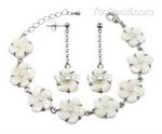 White shell MOP flower bracelet & earrings set for sale online