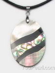 Oval natural multicolor paua shell pendant discounted sale