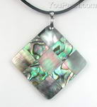 Abalone Paua shell mosaic square pendant on sale