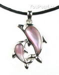 Mother and child dolphin pink shell pendant whole sale
