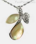Mother of pearl yellow leaf shell pendant whole sale