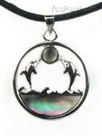 Tahitain gray twins dolphin shell pendant whole sale
