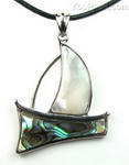 Mother of pearl sailboat shell pendant bulk sale, 38x45mm