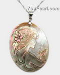 30x40mm cameo mother of pearl Tahitian shell pendant wholesale