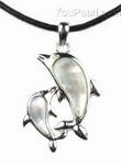 Mother and child dolphin white shell pendant for sale