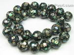 Abalone mosaic inlaid shell bead, round ball shape for sale