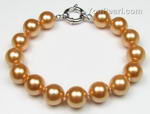 Round gold shell pearl bracelet wholesale online, 10mm
