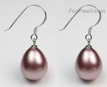 12x18mm purple teardrop shell pearl earrings bulk wholesale