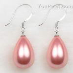 12*18mm pink tear drop shell pearl earrings wholesale