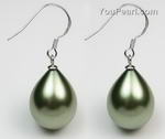 13x18mm olive green tear drop shell pearl earrings discounted sale