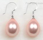 14x18mm peach teardrop shell pearl earrings on sale