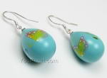 Tear-drop hand printed butterfly flower shell pearl earrings wholesale