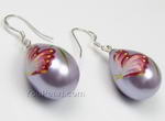 SPE103 Teardrop butterfly and flower shell pearl earrings online wholesale