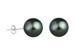 10mm black round shell pearl stud earrings on sale, sterling silver