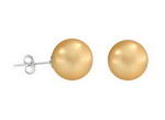 10mm gold round shell pearl stud earrings for sale, 925 silver