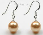 10mm Gold South Sea shell pearl earrings online sale, 925 silver