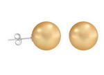 12mm gold round shell pearl stud earring wholesale, 925 silver
