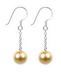 8mm gold round shell pearl silver drop earrings discounted sale