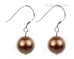10mm coffee round shell pearl 925 silver earrings discounted sale
