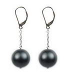 12mm dark gray round shell pearl silver lever back earrings wholesale