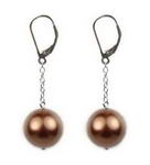 12mm coffee round shell pearl silver lever back earrings on sale