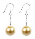 12mm gold round shell pearl sterling silver drop earrings wholesale
