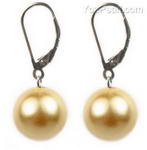 12mm gold round shell pearl 925 silver eurowire earrings online buy