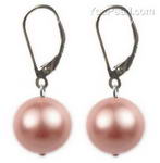 12mm pink round shell pearl 925 silver eurowire earrings on sale