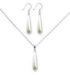 White long teardrop shell pearl jewelry set on sale, 8x30mm