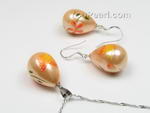 SPJ102 Hand printed teardrop shell pearl jewelry set wholesale, 15*20mm
