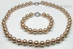 Round bronze shell pearl jewelry set buy direct, 10mm