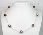 Coffee shell pearl sterling tin-cup necklace on sale, 10mm round