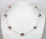 Bronze shell pearl tin-cup necklace buy direct, 925 silver, 10mm round