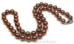 Coffee round shell pearl necklace factory direct sale, 8mm
