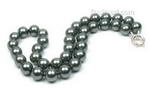 Peacock black round shell pearl necklace on sale, 10mm