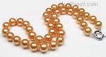 Round gold shell pearl necklace on sale, 10mm