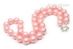Pink round shell pearl necklace wholesale, 10mm