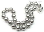 Light gray round shell pearl necklace bulk sale, 12mm