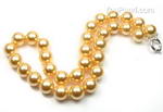 Gold round shell pearl necklace buy bulk, 12mm