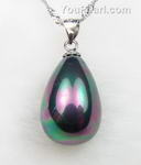 Black tear drop shell pearl pendant bulk wholesale, 12x18mm
