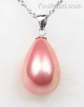 Pink teardrop shell pearl pendant online wholesale, 12x18mm