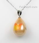 Wholesale Teardrop flower butterfly shell pearl pendant 15*20mm