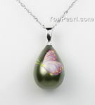 Teardrop flower butterfly shell pearl pendant wholesale 15*20mm