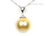 12mm Gold south sea shell pearl pendant wholesale, sterling silver