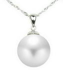 14mm White south sea shell pearl pendant, 925 silver wholesale
