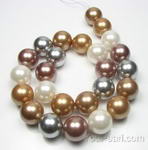 16mm round multicolor large shell pearl strand wholesale